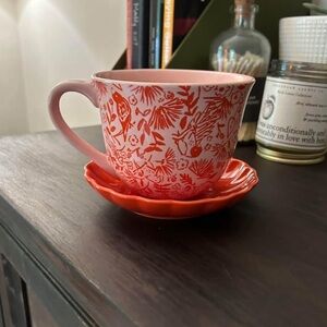 Opalhouse Pink & Red Floral Teacup with Saucer